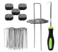 Velway 50 Piquets de Jardin avec 50 Rondelles - Piquets de Fixation en Acier Galvanisé pour Toiles de Paillages et de Jardinage, Grillage et Filets - 150x36mm Ø 3mm