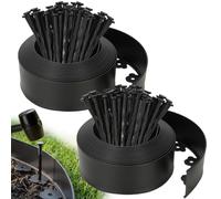 Velway Bordure de Jardin en Plastique Flexible 20m, Hauteur 10cm | 60 Piquets d'ancrage, Délimitation Pelouse, Allée, Parterre, Bordurette Extérieure, Facile à Installer