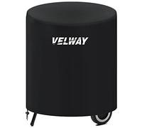 Velway Housse Barbecue Ronde, Bâche de Protection Résistante de 210D Oxford BBQ à Gaz, Couverture de Grill Imperméable Anti-Vent/UV/Eau/Poussière/Pluie/Neige/Soleil, 71x68cm Noir