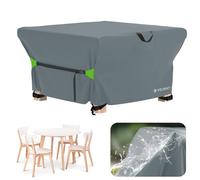 Velway Housse Salon de Jardin Imperméable - 125x125x74cm Housse Table de Jardin avec Boucles Coupe-Vent Protection pour Tous Les Temps pour Table et Chaise d'extérieur - Gris