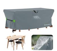 Velway Housse Salon de Jardin Imperméable - 170x95x74cm Housse Table de Jardin avec Boucles Coupe-Vent Protection pour Tous Les Temps pour Table et Chaise d'extérieur - Gris