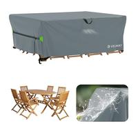 Velway Housse Salon de Jardin Imperméable - 200x160x74cm Housse Table de Jardin avec Boucles Coupe-Vent Protection pour Tous Les Temps pour Table et Chaise d'extérieur - Gris