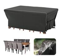 Velway Housse Salon de Jardin Imperméable: Housse de Table Jardin Rectangulaire avec Bande Réfléchissante 600D Oxford Coupe-vent Couverture de Protection Meubles Bâche pour Table - Noir 242x162x71cm