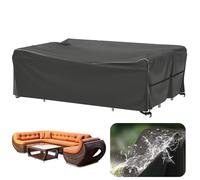 Velway Housse Salon de Jardin Imperméable: Housse de Table Jardin Rectangulaire avec Bande Réfléchissante - 600D Oxford Coupe-vent Couverture de Protection Meubles Bâche pour Table - Noir 270x180x71cm