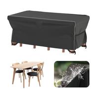 Velway Housse Salon de Jardin Imperméable: Housse de Table Jardin Rectangulaire avec Bande Réfléchissante - 600D Oxford Coupe-vent Couverture de Protection Meubles Bâche pour Table - Noir 170x95x74cm