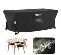 Velway Housse Salon de Jardin Imperméable - Housse Table de Jardin avec Boucles Coupe-Vent Protection pour Tous Les Temps pour Table et Chaise d'extérieur (Noir,170x95x74cm)