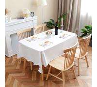 Velway Nappe imperméable 140x200cm Double-Face utilisable Facile à Nettoyer Lavable pour Rectangulaire Table de 6 à 8 Places Couverture de Table pour Noel fête/Cuisine/Salle à Manger/Mariage (Blanc)