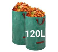 Velway Sacs à Déchets de Jardin Robustes 120 L x 2 Pack Réutilisables | Sacs de Jardin avec Poignées Pliables Tissu Industriel pour Feuilles Déchets Débris Sacs à Déchets de Jardin Étanches Vert