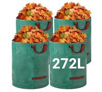Velway Sacs à Déchets de Jardin Robustes 272 L x 4 Pack Réutilisables | Sacs de Jardin avec Poignées Pliables Tissu Industriel pour Feuilles Déchets Débris Sacs à Déchets de Jardin Étanches Vert