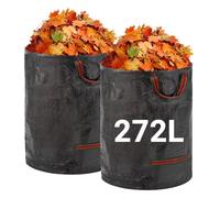 Velway Sacs à Déchets de Jardin Robustes - 272Lx2 Sacs de Jardin Réutilisables avec Poignées - Pliables et Réutilisables Tissu Industriel pour Feuilles Déchets Débris Noir