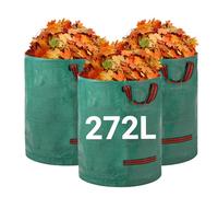 Velway Sacs à Déchets de Jardin Robustes - 272Lx3 Sacs de Jardin Réutilisables avec Poignées - Pliables et Réutilisables Tissu Industriel pour Feuilles Déchets Débris