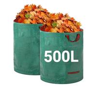 Velway Sacs à Déchets de Jardin Robustes - 500Lx2 Sacs de Jardin Réutilisables avec Poignées - Pliables et Réutilisables Tissu Industriel pour Feuilles Déchets Débris