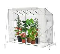 Velway Serre de Jardin Toutes Saisons - Serre d’Hivernage en PE 140 g/m² Imperméable avec Fenêtre d’Aération pour Tomates Légumes Plantes Fleurs - Toit Incliné Blanc Translucide 208x81x170/141cm