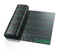 Velway Toile de Paillage 1x10M - Geotextile de Paillage Contre Les Mauvais Herbes en 100g/m² Fibres de Polypropylène Tissées Perméable à l'eau, Résiste Rayons UV, Anti Repousse