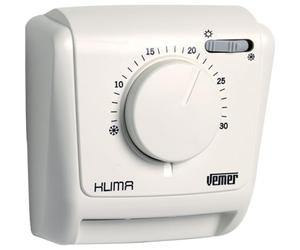VEMER VE023800 KLIMA SW - Thermostat d'ambiance Mécanique avec Bouton, Fonction Chauffage et de Refroidissement + Sélecteur été/hiver, Blanc