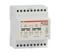VEMER VE229100 TMC 63/24 - Transformateur 24V pour Service Continu, Tension Primaire 230V, Tension Secondaire 12-24V, Puissance 63VA, Installation sur Rail Din, Blanc
