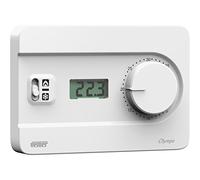 VEMER VE757700 OLYMPO LCD - Thermostat Mural d'ambiance pour le Chauffage et la Climatisation, Affichage LCD, Alimentation par Piles, Blanc