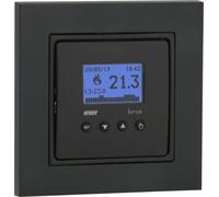 Vemer VE780001 KIROS INT - Chronothermostat numérique à encastrer, Programmation Semaine - Compatible avec Les boîtes encastrées Ronde, Alimentation 230 V, Gris Anthracite/Blanc
