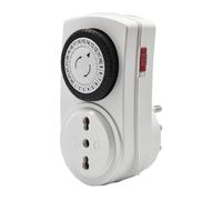 VEMER VJ63050000 TWINPLUG-D - Minuterie Horaire Mécanique Journalière avec Prise Italienne, Programmateur pour Contrôler Les Lumières, la Télévision, la Radio et Les Petits Appareils, Blanc