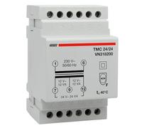 VEMER VN318200 TMC 24/24 - Transformateur 24V pour Service Continu, Tension Primaire 230V, Tension Secondaire 12-24V, Puissance 24VA, Installation sur Rail Din, Blanc