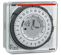 VEMER VP886600 Napa-RD - Interrupteur Horaire Électromécanique à Chevaliers, Minuterie Programmation Quotidienne, Installation de Panneau, Gris Clair