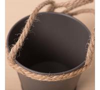 ven Panier de pot de fleurs suspendu en corde de chanvre pour balcon jardin - Récipient rustique naturel avec cadre en fer 13 x 13 x 10 cm