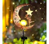 Lanterne solaire jardin motif lunaire et verre craquelé