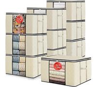 Vendos85 Lot de 10 boîtes de rangement sous lit - Beige
