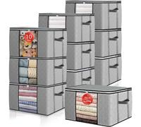Vendos85 Lot de 10 boîtes de rangement sous lit - Gris