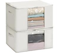 Vendos85 Lot de 2 sacs de rangement - Beige