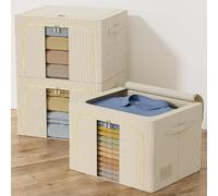 Vendos85 Lot de 3 boîtes de rangement - Beige