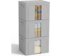 Vendos85 Lot de 3 boîtes de rangement - Gris