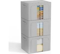 Vendos85 Lot de 3 boîtes de rangement métal - Gris