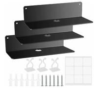 Vendos85 Lot de 3 étagères murales cuisine - Noir