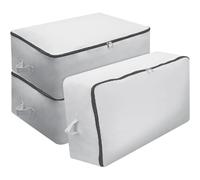 Vendos85 Lot de 3 sacs de rangement en coton - Gris