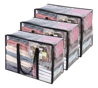 Vendos85 Lot de 3 sacs de rangement sous lit - Transparent