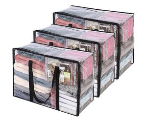 Vendos85 Lot de 3 sacs de rangement sous lit - Transparent