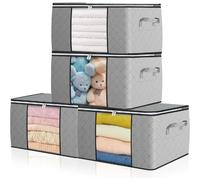 Vendos85 Lot de 4 boîtes de rangement sous lit - Gris