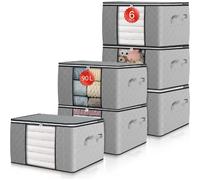Vendos85 Lot de 6 boîtes de rangement sous lit - Gris