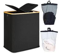 Vendos85 Panier à linge double - Noir