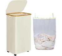 Vendos85 Panier à linge sur roues - Beige