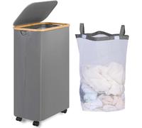 Vendos85 Panier à linge sur roues - Gris