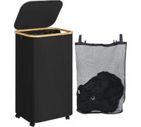 Vendos85 Panier à linge sur roues sac amovible - Noir