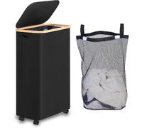 Vendos85 Panier à linge sur roulettes - Noir