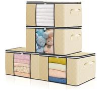 Vendos85 Set 4 boîtes de rangement lit - Beige