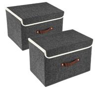 Vendos85 Set de 2 boîtes de rangement pliables - Noir