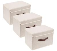 Vendos85 Set de 3 boîtes de rangement pliables - Beige