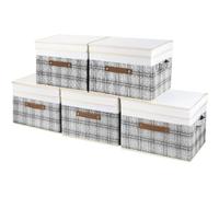 Vendos85 Set de 5 boîtes de rangement pliables - Gris & blanc