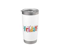 Vendredi, jour de la semaine, Text Doodle Funny Friday Gobelet isotherme en acier inoxydable double paroi
