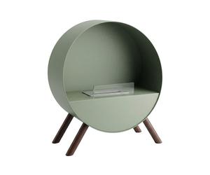 Venere - Cheminée au bioéthanol sur pied 60x72x30 cm avec brûleur 1 litre et pieds en bois de pin vert sauge